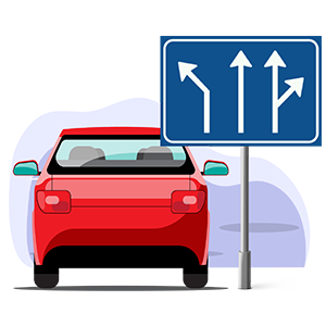 voorsorteren en plaats op de weg